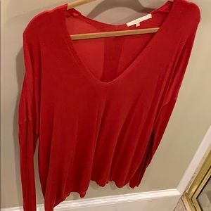 Red ladies v-neck sweater size large by Zoa